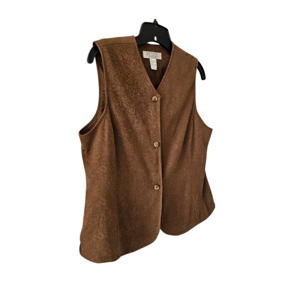 Petite Sophisticate Vest Sleeveless Floral Waistcoat Gilet | EUC | 10P | Brown - Picture 5 of 16